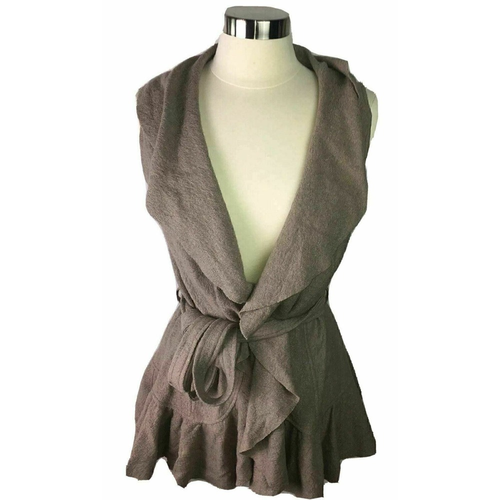 Womens Anthropologie Mystree Sweater Wool Blend Vest Ruffle S Small No Belt